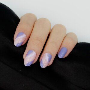 Press on nails with purple designs nude